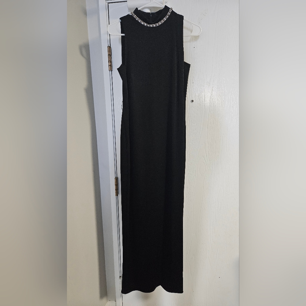 SHOSHANNA Beaded Crepe Elegant Black Evening Trumpet Gown - Size 0 - Picture 3 of 4